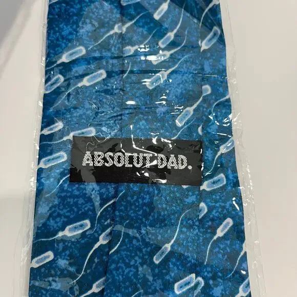 Vintage 1997 Absolut Dad Funky New Dad Sperm Print Turquoise Silk Necktie New - Picture 3 of 3